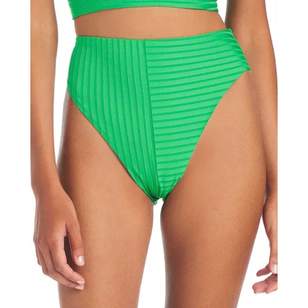 Sanctuary Swim Green High Waisted Bikini Bottoms Moderate Coverage Size M NEW